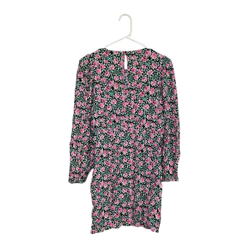 Zara Floral Balloon Long Sleeve Mini Dress Size Small Roses Cottagecore - Picture 3 of 8